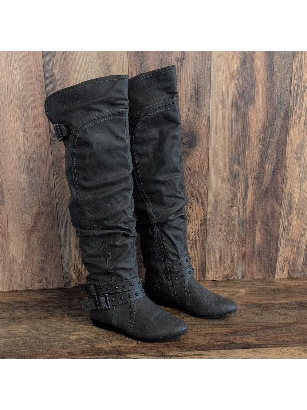 Just Fab Edlin Gray Over the Knee Boots 5.5 R193